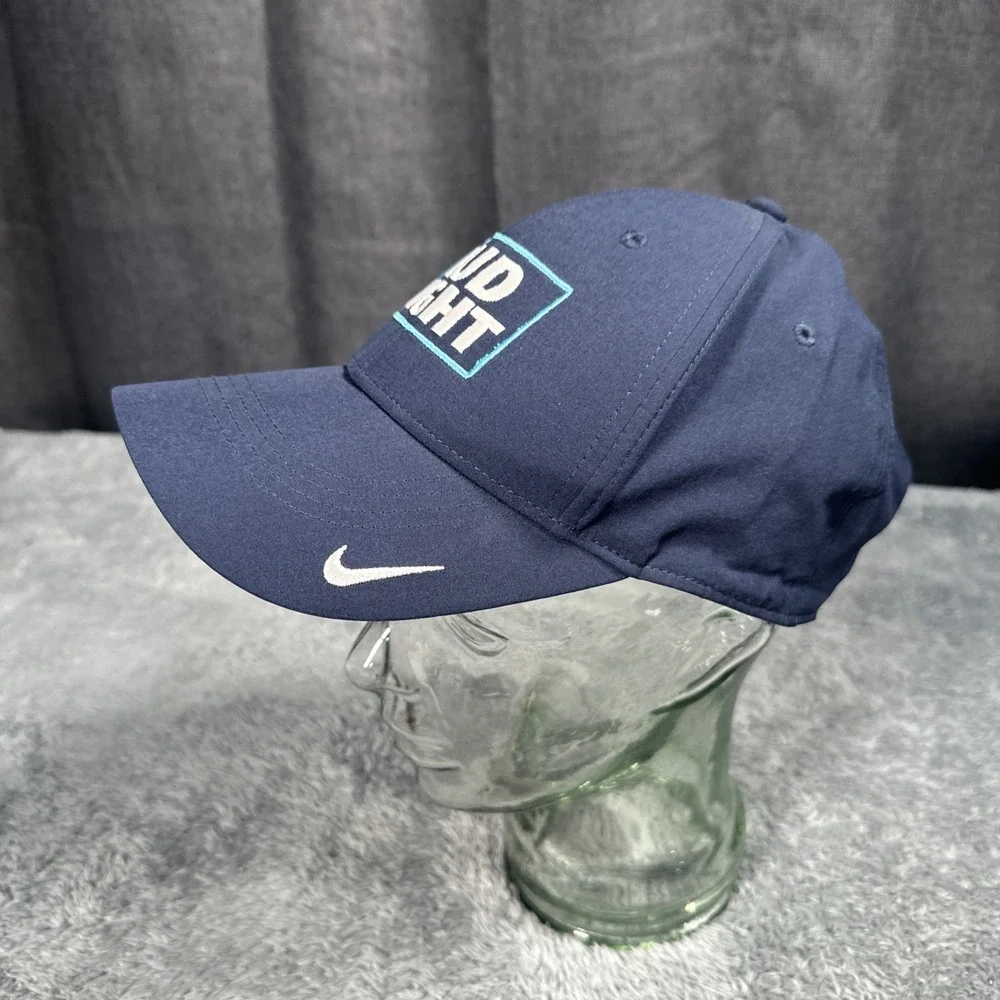 NWOT Mens Nike Legacy 91 Bud Light Golf Hat Navy Blue Adjustable Lightweight